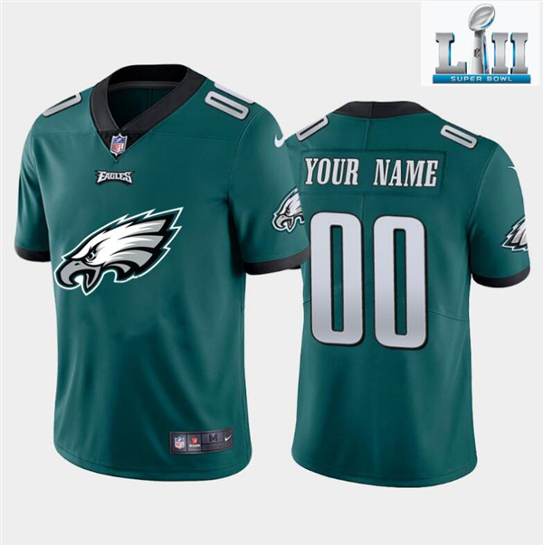 Men's Green Philadelphia Eagles ACTIVE PLAYER Custom Super Bowl LII Team Big Logo Limited Stitched Jersey